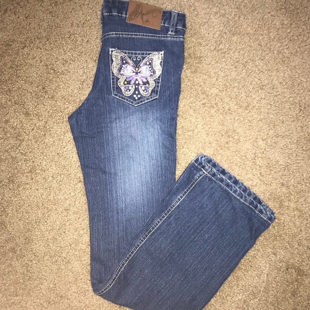 👖kids butterfly bootcut jeans